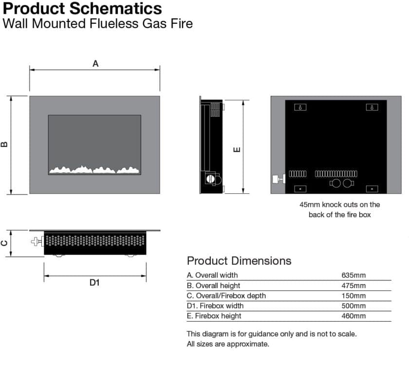 Eko 5060 Flueless Gas Fire Black